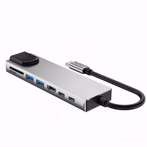 Tech-Protect HB09 USB šakotuvas 8in1 TYPE-C + USB-A 3.0 + USB-C 3.0 + HDMI 4K 60HZ + SD/TF + PD100W + RJ45 1000 MB/S - pilkas