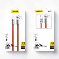 USB Kabelis Dudao "L24CC" (180' kampu) oranžinis "Type-C / Type-C" 100cm (iki 120W)