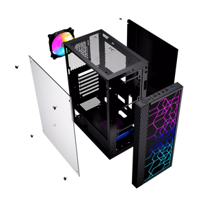 Gembird Fornax 2500 ARGB Gaming ATX Midi Tower su apšvietimu juodas kompiuterio korpusas