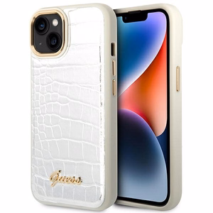 Guess GUHCP14MHGCRHS iPhone 14 Plus 6.7 "sidabrinis/sidabrinis kietas dėklas Croco Collection