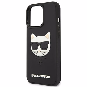 Karl Lagerfeld 3D guminis Choupette dėklas telefonui iPhone 13 Pro / iPhone 13 - juodas