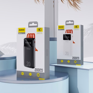 Didelės talpos išorinė baterija Dudao 20000mAh su 3 integruotais laidais USB-C + micro USB