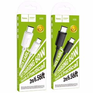 Kabelis USB C į USB C Hoco 3A 60W 2 m X88 baltas