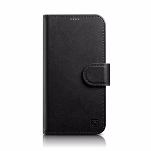 Чехол iCarer Wallet 2in1 для iPhone 14 Plus Anti-RFID кожаный с откидной крышкой чёрный