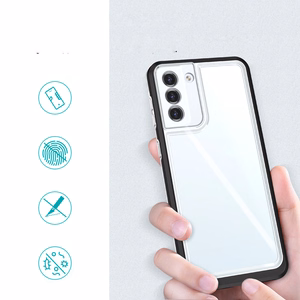 Skaidrus 3in1 dėklas Samsung Galaxy S21 + 5G (S21 Plus 5G) rėmelio gelinis dangtelis juodas