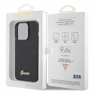 Guess Disko Metalinis Užrašas dėklas telefonui iPhone 15 Pro - juodas