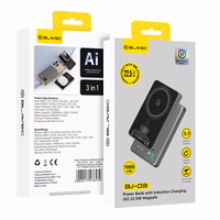 Blavec Išorinė baterija 10000mAh BJ-03 Plona 13,5mm - Type C - 22,5W magnetinė Magsafe 3 in 1 (PBBJ03-MC10G) pilka