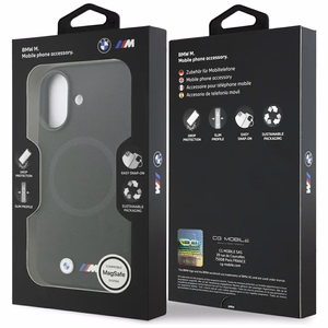 BMW M FW metalinis logotipas MagSafe dėklas iPhone 17 - juodas
