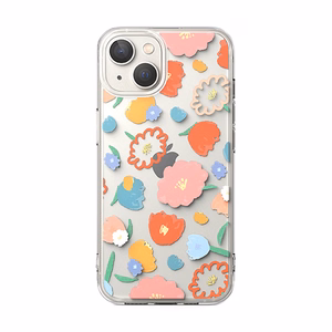 Ringke Fusion Design šarvuotas dėklas su geliniu rėmeliu iPhone 14 Plus skaidrus (Floral) (FD637E31)