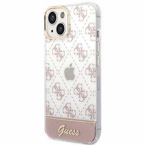 Guess GUHCP14MHG4MHP iPhone 14 Plus/ 15 Plus 6.7" rožinis/rožinis dėklas 4G Pattern Script
