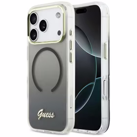 GUESS dėklas for IPHONE 17 Pro suderinamas su MagSafe GUHMP17L5HTGMCSK (IML Gradient Script Metal) juodas