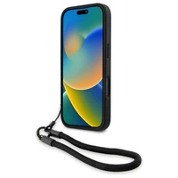 BMW Signature Leather Wordmark Cord Case for iPhone 16 Pro - Juodas