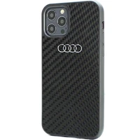 Audi anglies pluošto iPhone 12/12 Pro 6.1" juodas/juodas kietas dėklas AU-TPUPCIP12P-R8/D2-BK