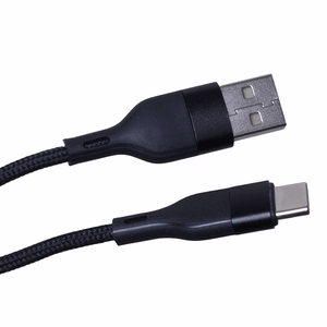 Maxlife MXUC-07 kabelis USB - USB-C 1,0 m 3A juodas nailonas