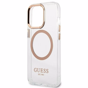 Guess GUHMP13XHTRMD iPhone 13 Pro Max 6.7 "auksinis / auksinis kietas dėklas Metalinis kontūras Magnetinis