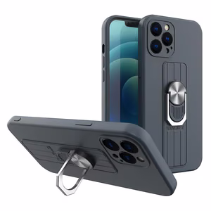 Žiedinis dėklas silikoninis dėklas su piršto laikikliu ir pagrindu Samsung Galaxy S22 Ultra mėlynas
