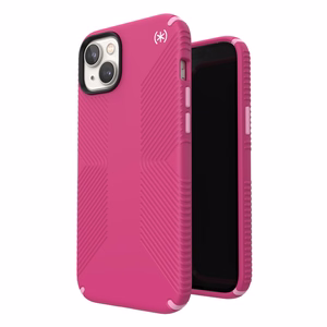 Speck Presidio2 Grip MagSafe case for iPhone 14 Plus, with non-slip grip, Digital Pink / Blossom Pink / White