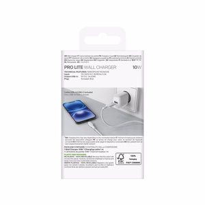 Puro PROLITE 10W USB-A sieninis įkroviklis + USB-A - USB-C kabelis 1.2m - baltas