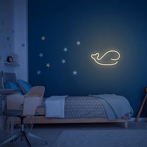 Neon LED Light WHALE warm baltas Bat + USB FLNE09 Forever Light