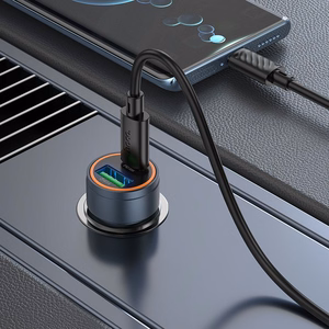 Įkroviklis automobilinis Hoco Z57A 30W (1xUSB 1xUSB-C) juodas
