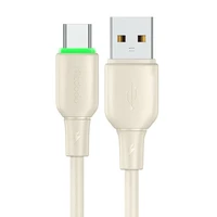 USB į USB-C kabelis Mcdodo CA-4750 su LED šviesa 1.2m (smėlio spalvos)