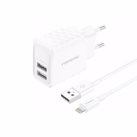FONENG tinklo įkroviklis EU53 2.4A 12W 2xUSB + laidas Lightning baltas