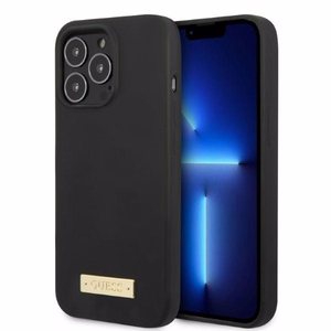 Guess GUHMP13XSPLK iPhone 13 Pro Max 6.7" juodas/juodas kietas dėklas Silikoninis logotipas Magnetinis