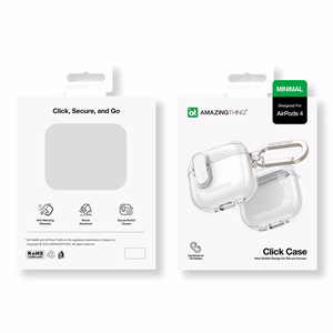 AmazingThing Minimalus ausinių dėklas AirPods 4 – skaidrus