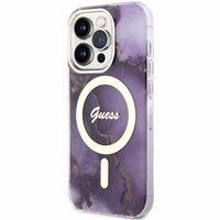 Guess GUHMP14LHTMRSU iPhone 14 Pro 6.1" violetinis/violetinis kietas dėklas Auksinis Marmuras MagSafe