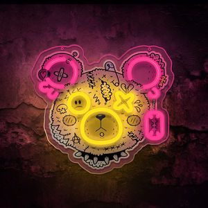 Neon ART LED PUNK TEDDY BEAR rožinis-geltonas FLA01 Forever Light