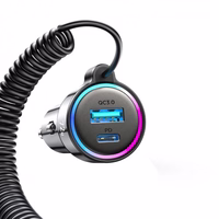 Automobilinis laikiklis Joyroom "JR-CL07" juodas 72W (1xPD / 1xQC3.0 / su LED apšvietimu) + "Type-C" laidas 160cm