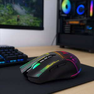 "Wozinsky WMGB-3200" belaidė optinė žaidimų pelė su įmontuotu įkraunamu akumuliatoriumi 3200 DPI su RGB apšvietimu - juoda
