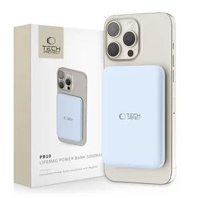 Tech-Protect LifeMag PB10 išorinė baterija su MagSafe 5000mAh 15W USB-C prievadas - mėlyna + USB-C kabelis