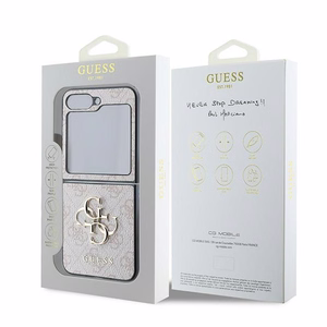 Guess Odinis 4G Metalinis Logotipas Dėklas telefonui Samsung Galaxy Z Flip 6 - Rožinė