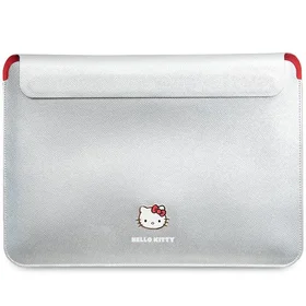 Hello Kitty PU Metal Logo dėklas 14" nešiojamam kompiuteriui - sidabrinis