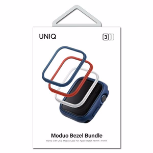 Rėmelis Uniq Moduo 3in1 dėklui Apple Watch 4/5/6/7/8/SE/SE2 44/45mm - mėlyna, raudona, balta