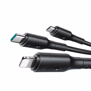 USB Laidas Joyroom S-A61 USB-A į USB-C/Lightning/MicroUSB 3.5A 1.2m juodas
