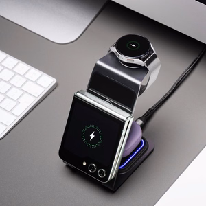 Forcell F-ENERGY Simply Charge 3in1 aliuminis suderinamas su Apple Watch ir Samsung Watch pilkas