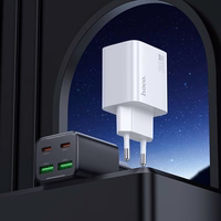 Įkroviklis Hoco 2 x USB C + 2 x USB A QC3.0 PD 3A 30W + kabelis USB C į Lightning N56 juodas