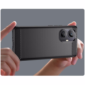 Carbon Case dėklas Realme 10 Pro+ lankstus silikoninis anglies dangtelis juodas
