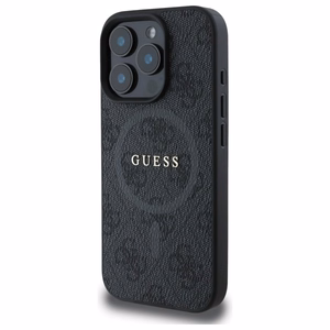 Guess 4G žiedo klasikinio logotipo magnetinis dėklas telefonui iPhone 16 Pro Max - juoda