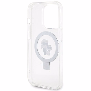 Karl Lagerfeld Magnetinis dėklas telefonui su žiediniu stovu Karl&Choupette MagSafe iPhone 13 Pro / 13 - baltas