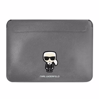 Karl Lagerfeld Saffiano Ikonik Karl dėklas 16" nešiojamam kompiuteriui - sidabrinis