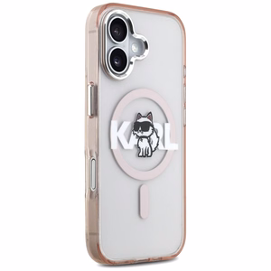 KARL LAGERFELD dėklas telefonui IPHONE 17 su MagSafe suderintas (IML Choupette eskizo logotipu) - rožinis