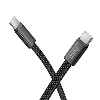 Plokščias kabelis USB C į USB C Hoco 3A 60W 1 m X125 juodas