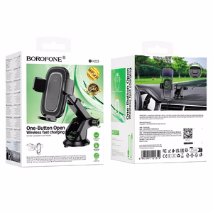 Borofone automobilinis laikiklis BH223 Follower su indukciniu įkrovimu prie priekinio stiklo juodas