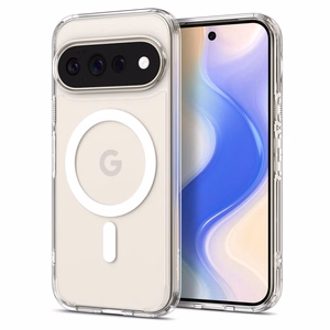 Spigen Ultra Hybrid Mag MagSafe dėklas Google Pixel 11 Pro XL – skaidrus ir baltas