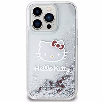 Hello Kitty skysto blizgučių pakabukai Kitty Head dėklas telefonui iPhone 14 Pro - sidabrinis