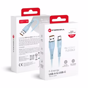 FORCELL F-ENERGY C342 kabelis USB A į Type C QC4.0 3A 66W Silikoninis 1 m mėlynas