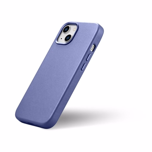 iCarer Dėklas Odinis viršelis natūralios odos iPhone 14 Plus šviesiai violetinis (suderinamas su MagSafe)